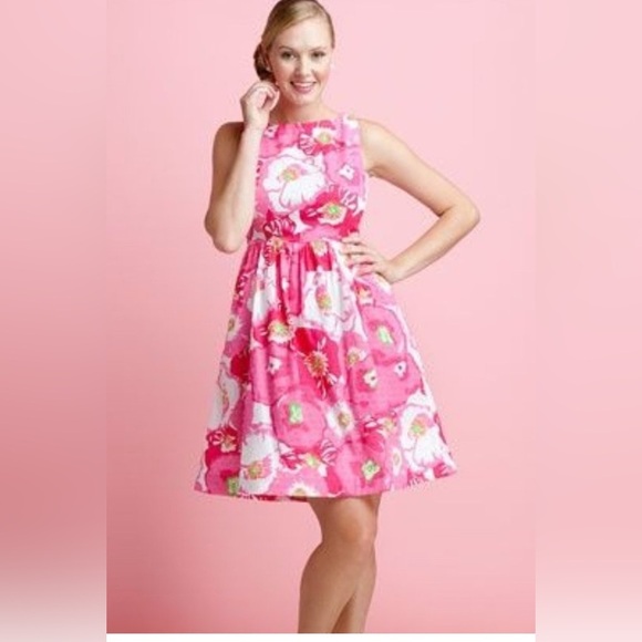Lilly Pulitzer Eryn Dress Cherry Begonia 8 - Picture 1 of 3